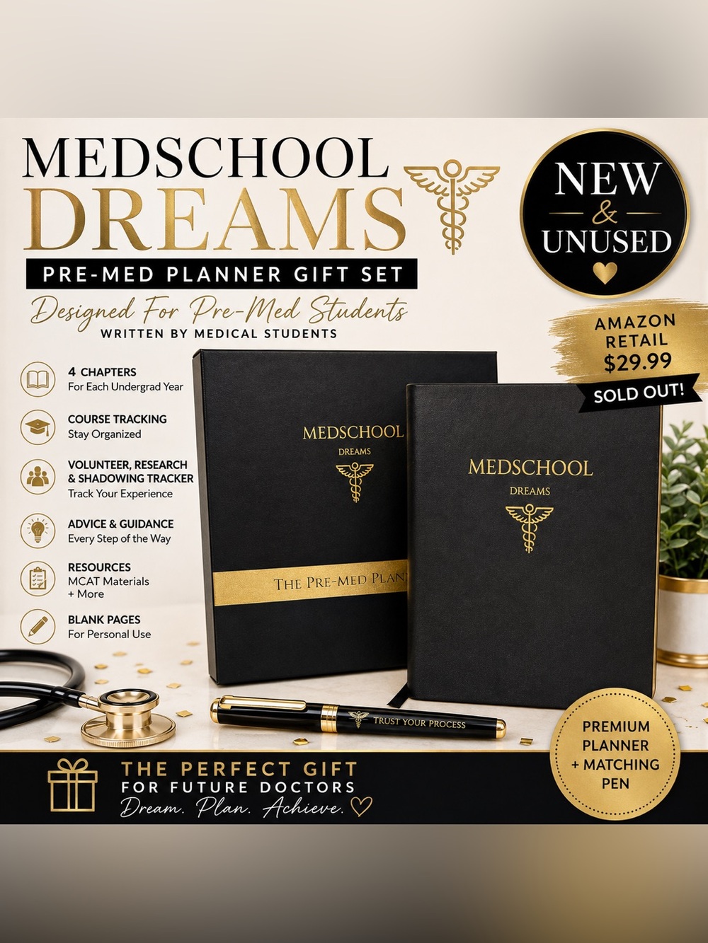 MedSchool Dreams Pre-Med Planner Gift Set w/ Pen NEW